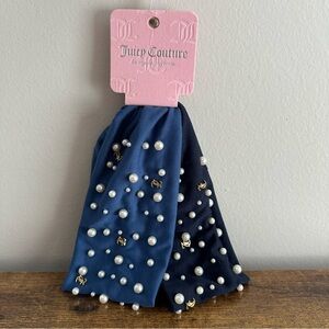 NWT Juicy Couture Hair Headband Cloth Elastic Accessories Blue Navy Gold Pearl